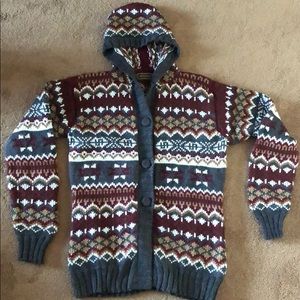 Artesania button up hooded alpaca sweater